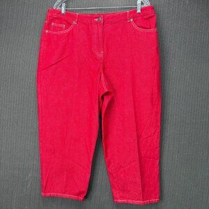 Ruby Rd. Petite Womens Size 16P Red Denim Capri Pants Mid-Rise Stretch Casual